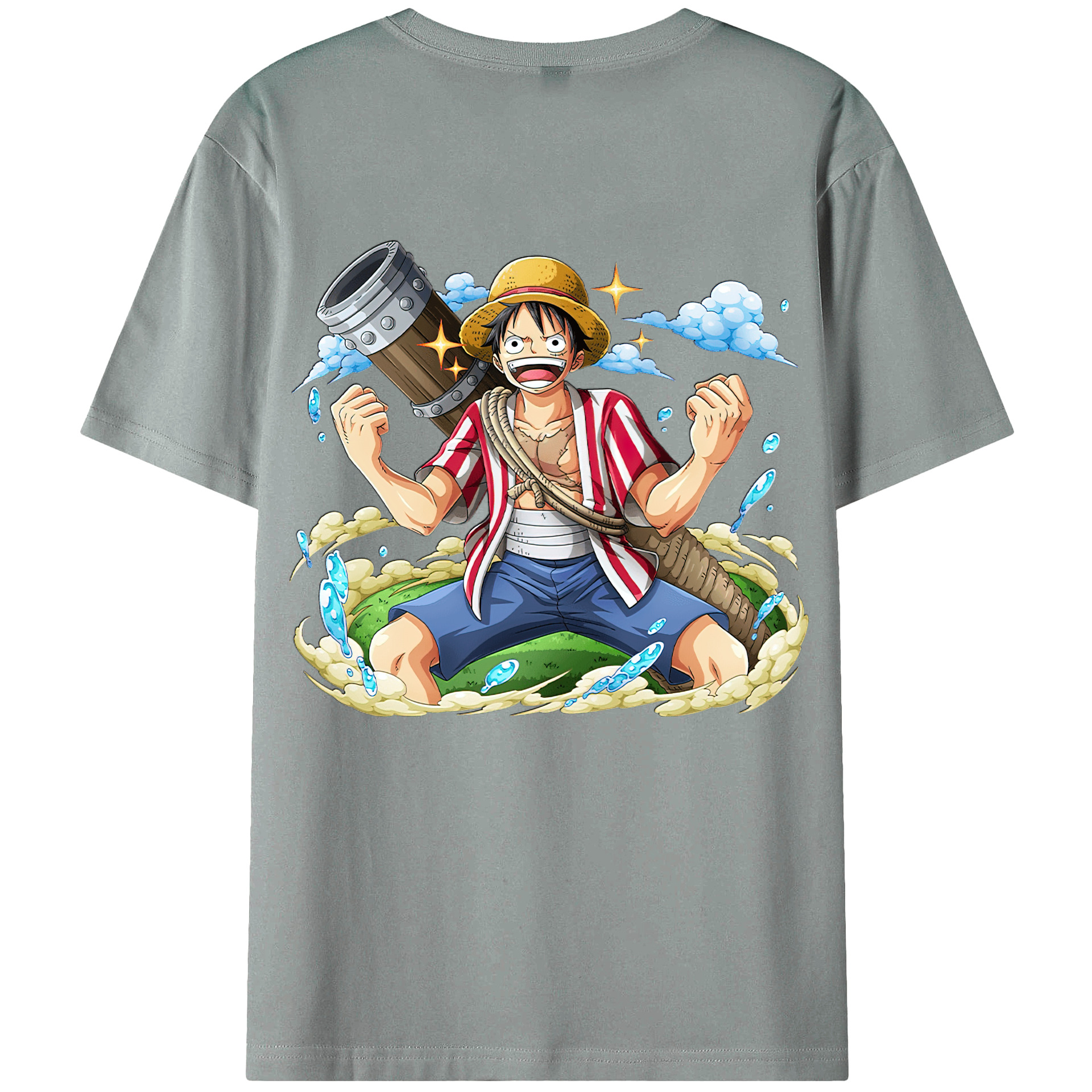 ワンピース モンキー・D・ルフィ ONE PIECE Monkey D. Luffy 綿100％ メンズ半袖Tシャツ（バックプリント） 通気性